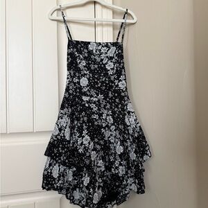 Floral Black and White Dress